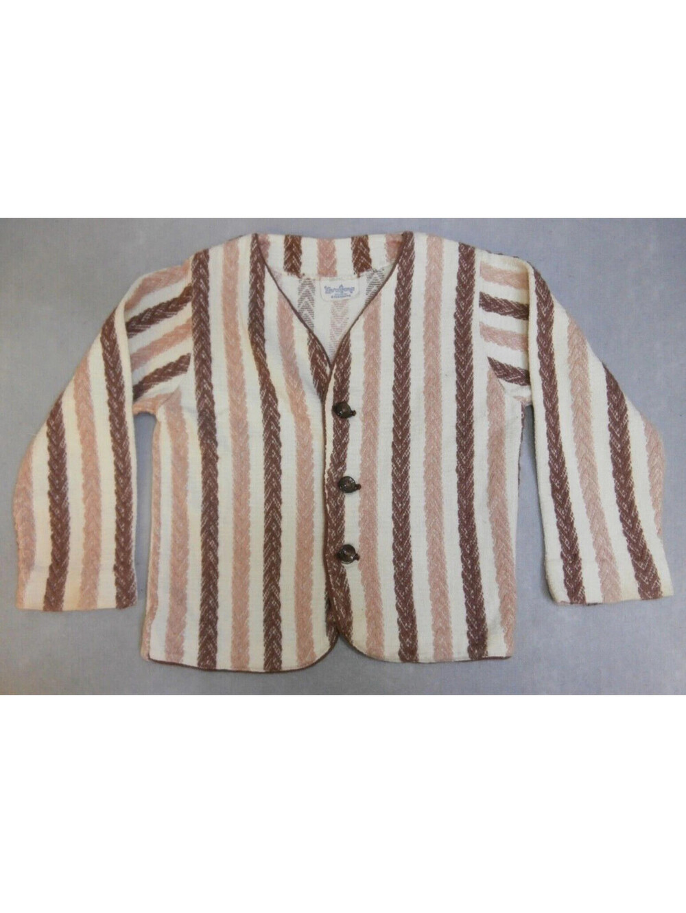 VTG 50's Kid 'N' Cotton by Sternberg Striped Kids Long Sleeve Button-Up Sweater